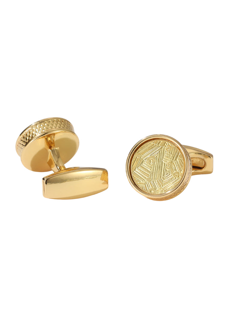Men's Cufflinks Pattern Round All Gold Shirt Button Accessories Pair
