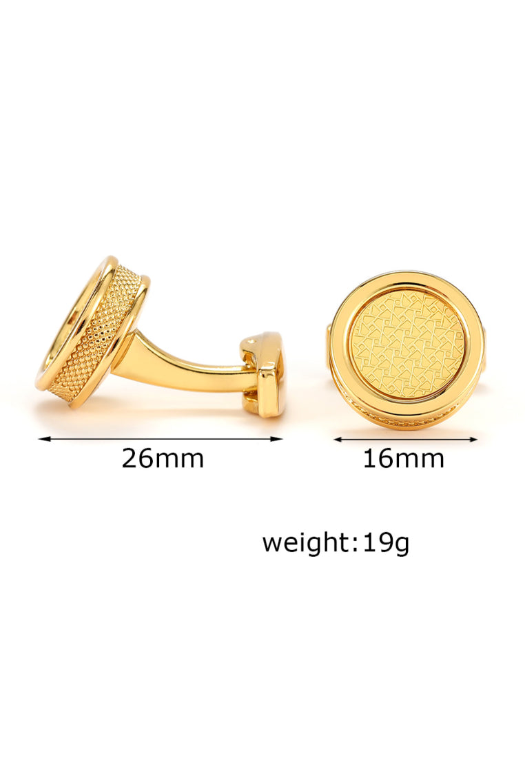Men's Cufflinks Pattern Round All Gold Shirt Button Accessories Pair