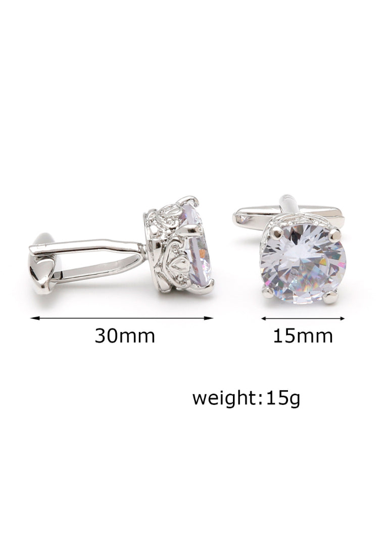 Men's Cufflinks High Quality Luxury Large Zircon Silver Square Shirt Cuff Nail