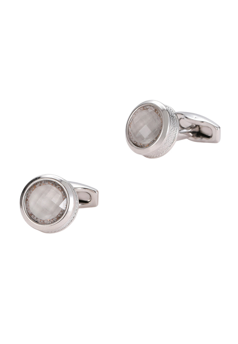 Men's Cufflinks French Round Silver Casual Shirt Button Jewelry Pair