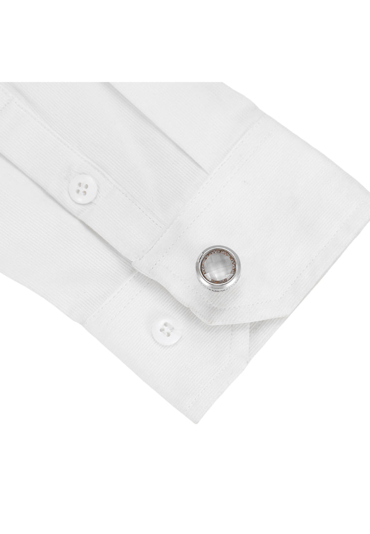 Men's Cufflinks French Round Silver Casual Shirt Button Jewelry Pair