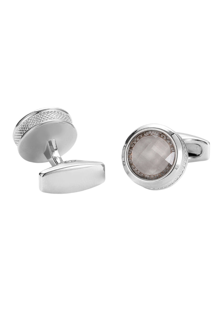 Men's Cufflinks French Round Silver Casual Shirt Button Jewelry Pair