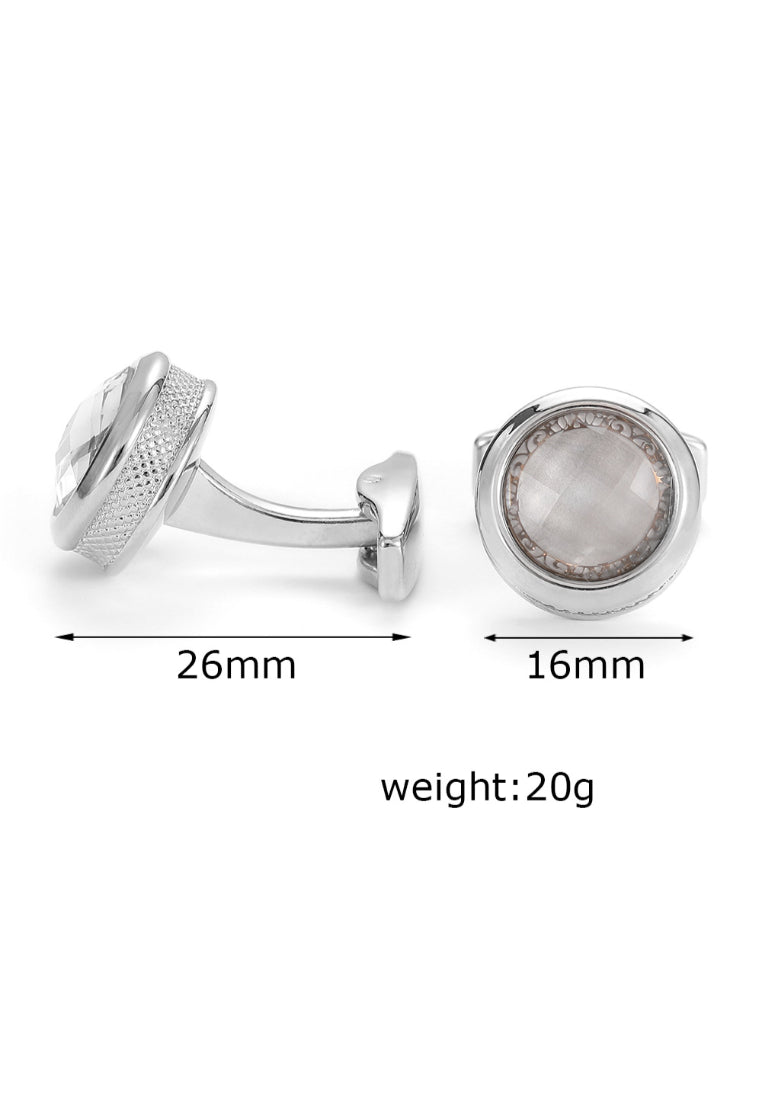Men's Cufflinks French Round Silver Casual Shirt Button Jewelry Pair