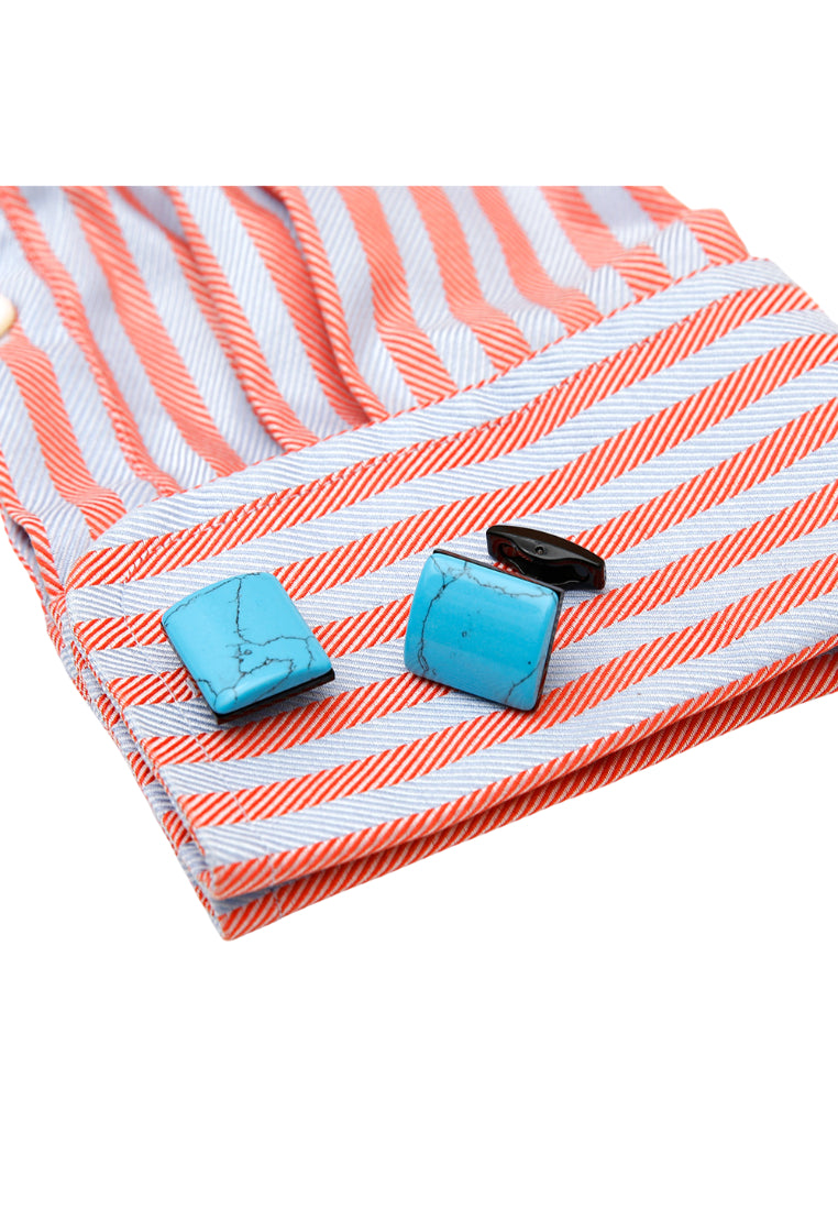 Men's Cufflinks Light Luxury Inlaid Turquoise Stainless Steel High Quality Square Shirt Sleeve Nail