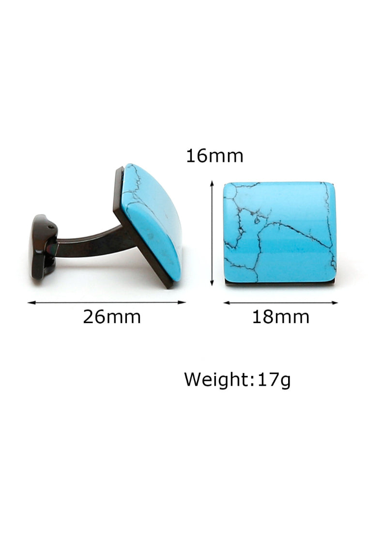 Men's Cufflinks Light Luxury Inlaid Turquoise Stainless Steel High Quality Square Shirt Sleeve Nail