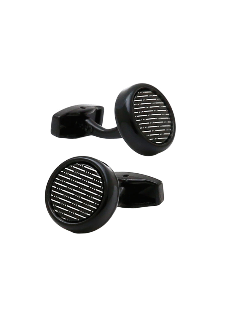 Men's Cufflinks Personalized Inlaid White Stripes Round Black Shirt Accessories