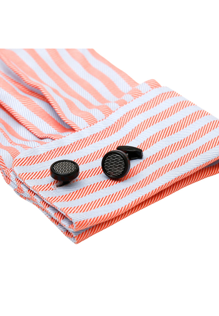 Men's Cufflinks Personalized Inlaid White Stripes Round Black Shirt Accessories