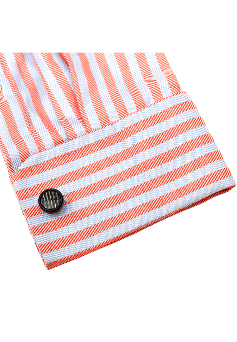 Men's Cufflinks Personalized Inlaid White Stripes Round Black Shirt Accessories