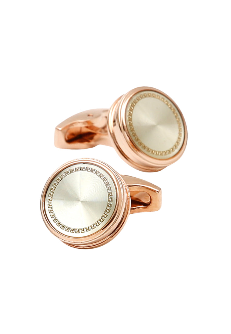 Men's Cufflinks Simple Rose Gold Round Jewelry Pair
