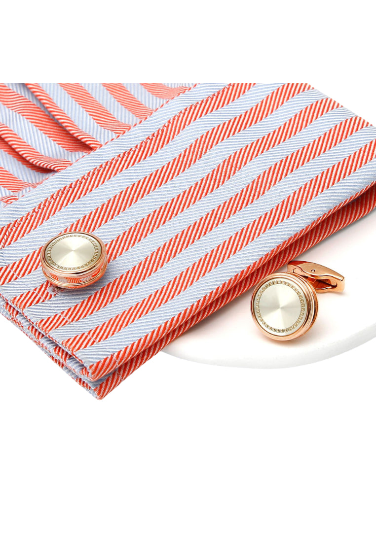 Men's Cufflinks Simple Rose Gold Round Jewelry Pair