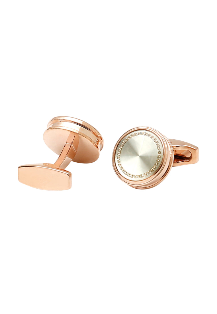 Men's Cufflinks Simple Rose Gold Round Jewelry Pair