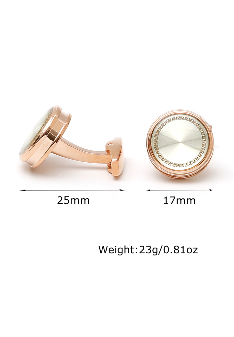 Men's Cufflinks Simple Rose Gold Round Jewelry Pair