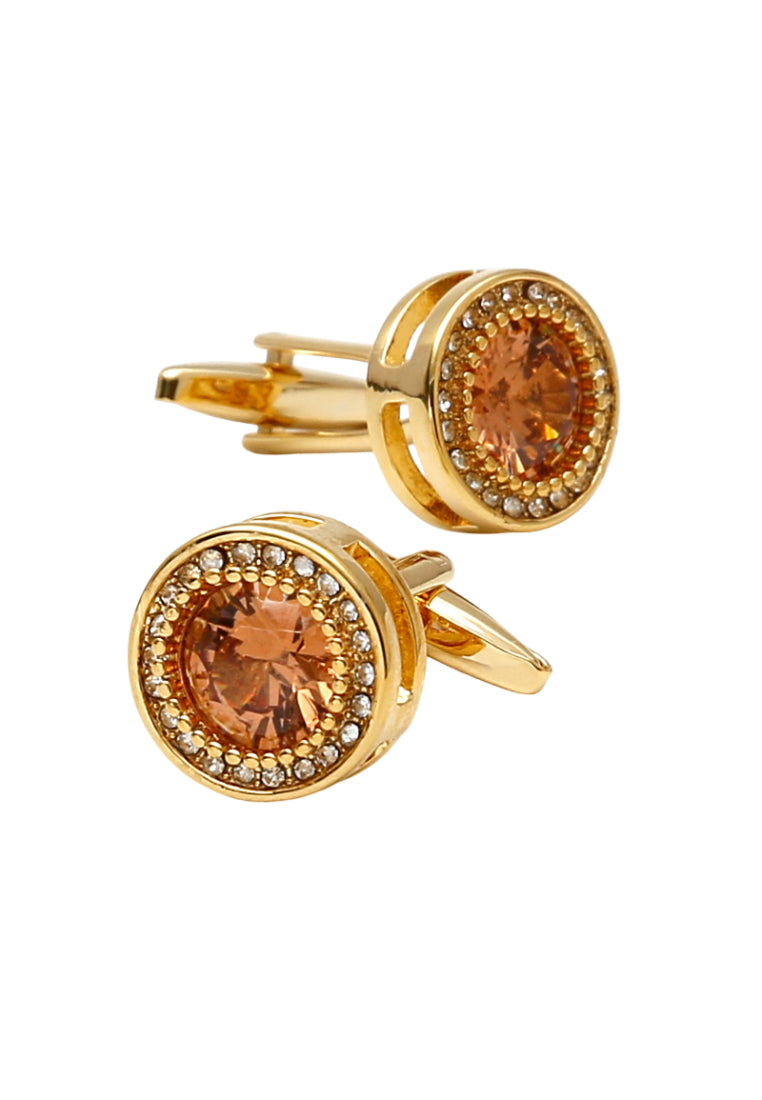 Men's Cufflinks Retro Light Luxury Inlaid Zircon Rhinestone Round Gold Copper Shirt Sleeve Nails
