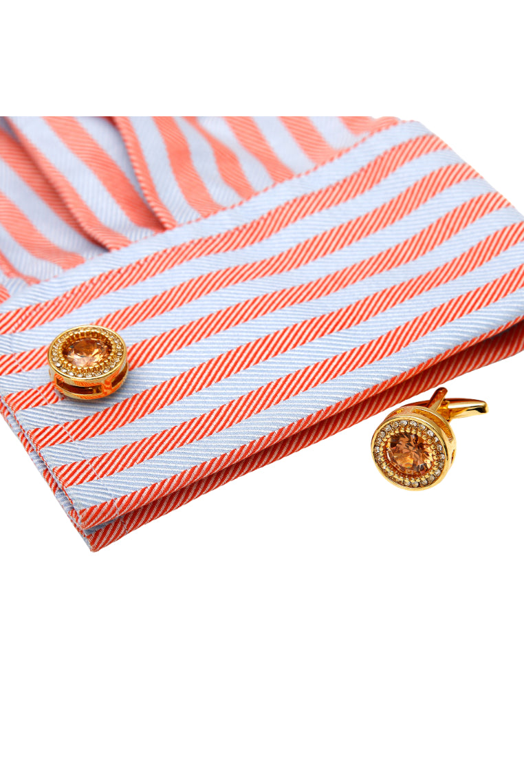 Men's Cufflinks Retro Light Luxury Inlaid Zircon Rhinestone Round Gold Copper Shirt Sleeve Nails