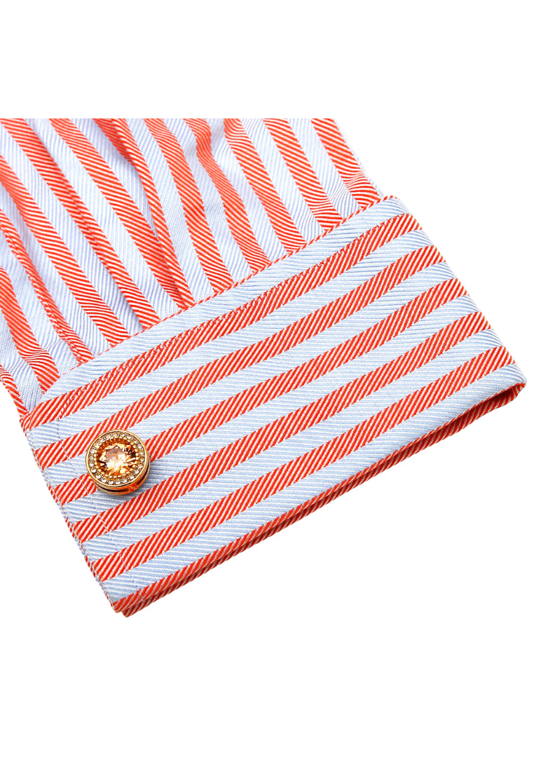 Men's Cufflinks Retro Light Luxury Inlaid Zircon Rhinestone Round Gold Copper Shirt Sleeve Nails