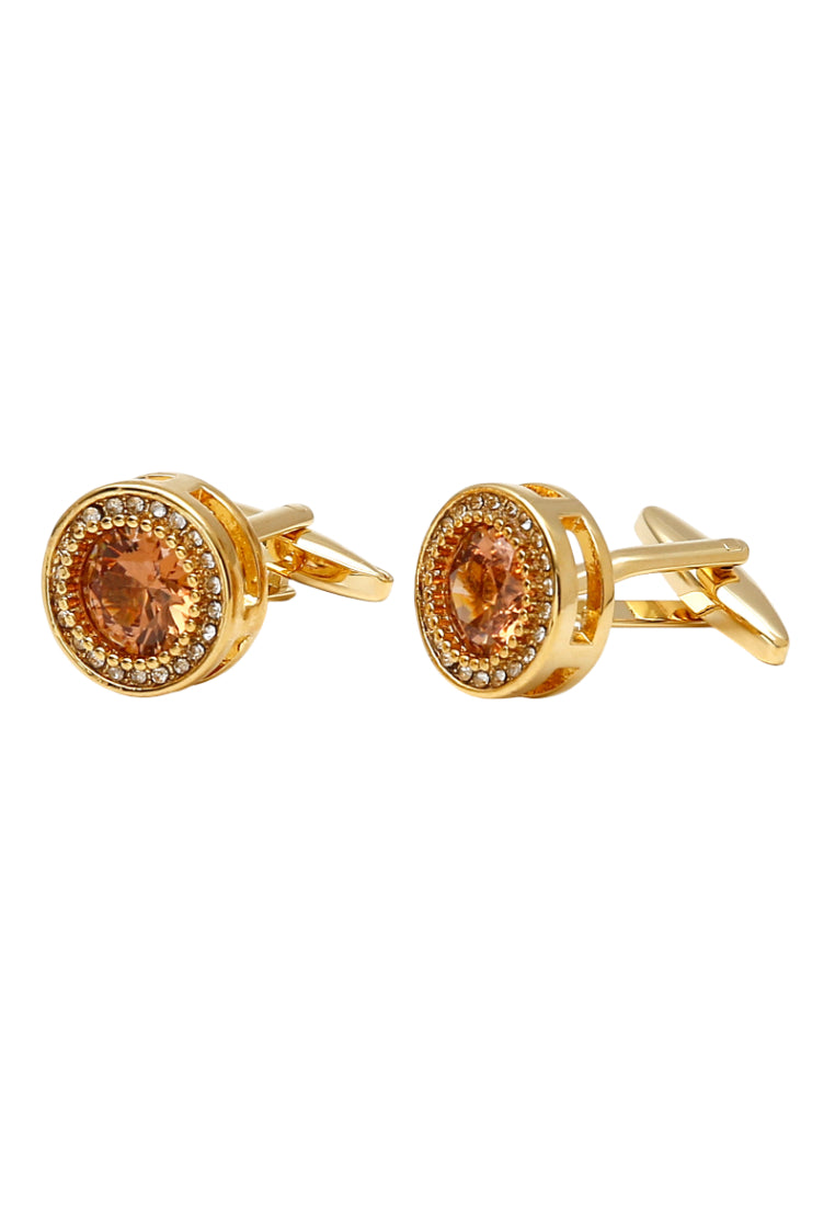 Men's Cufflinks Retro Light Luxury Inlaid Zircon Rhinestone Round Gold Copper Shirt Sleeve Nails
