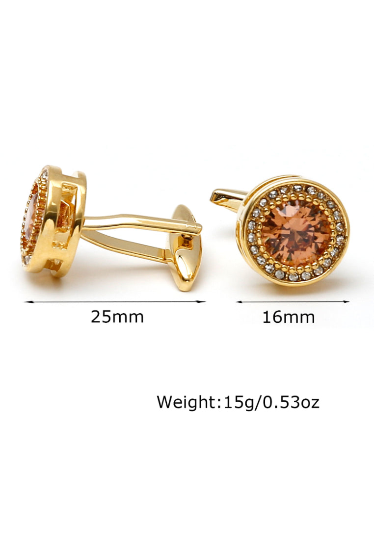 Men's Cufflinks Retro Light Luxury Inlaid Zircon Rhinestone Round Gold Copper Shirt Sleeve Nails