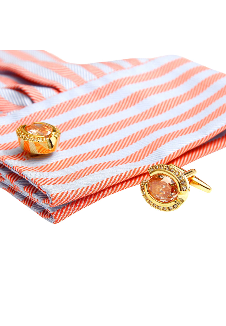 Cufflinks Exquisite Light Luxury Retro Inlaid Orange Zircon Rhinestone Copper Gold French Men's Jewelry Pair