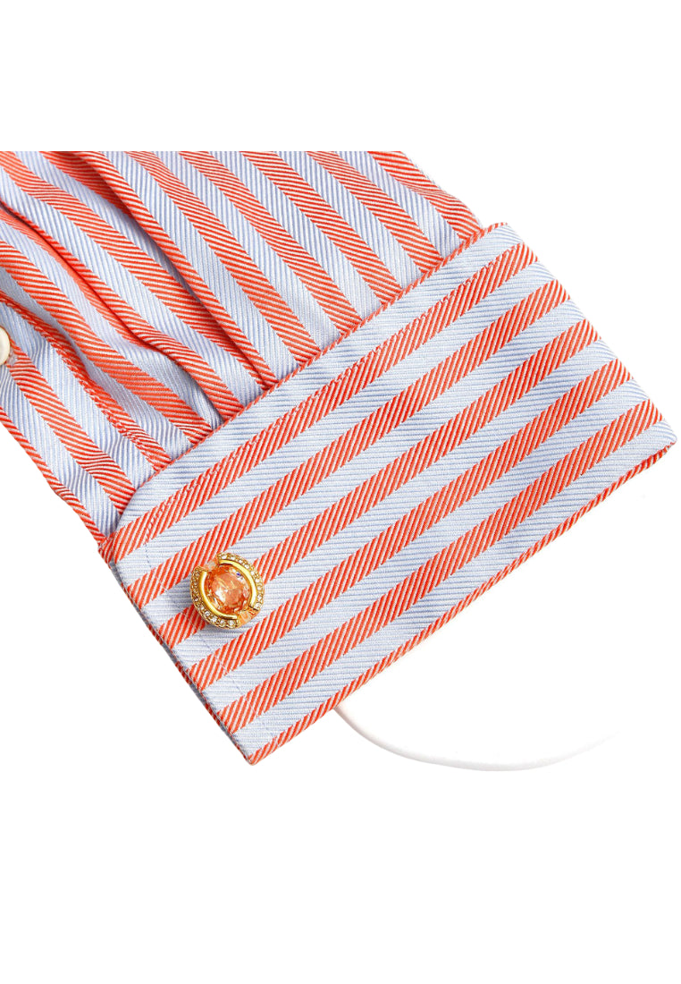 Cufflinks Exquisite Light Luxury Retro Inlaid Orange Zircon Rhinestone Copper Gold French Men's Jewelry Pair