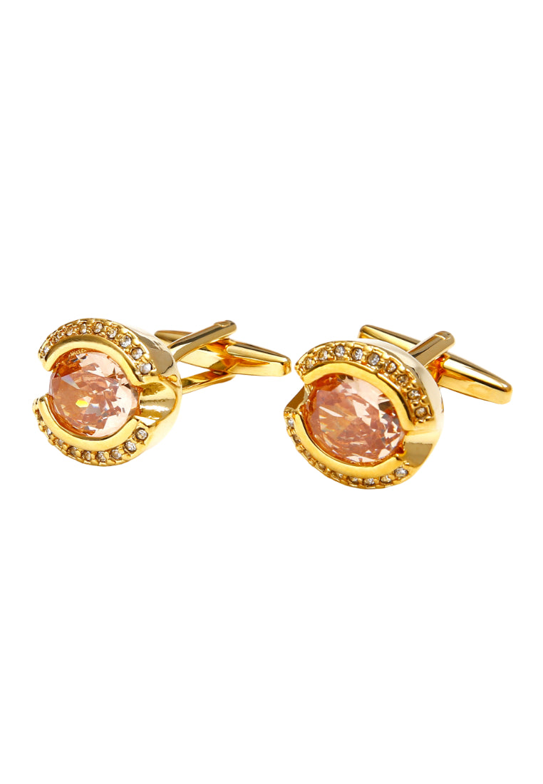 Cufflinks Exquisite Light Luxury Retro Inlaid Orange Zircon Rhinestone Copper Gold French Men's Jewelry Pair