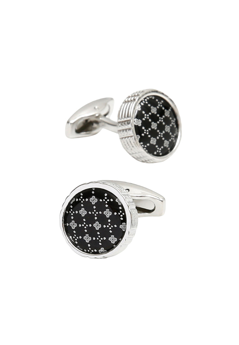 Men's Cufflinks French Black Background White Pattern Shirt Cuff Button