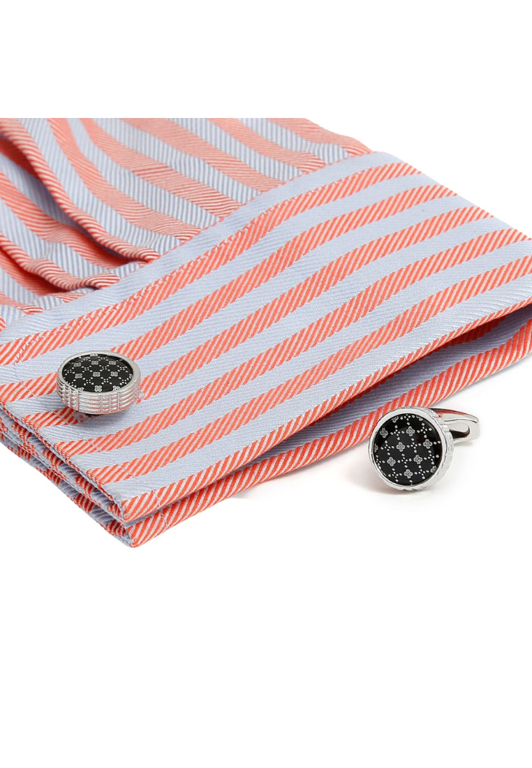 Men's Cufflinks French Black Background White Pattern Shirt Cuff Button
