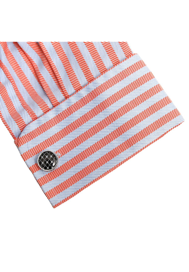 Men's Cufflinks French Black Background White Pattern Shirt Cuff Button