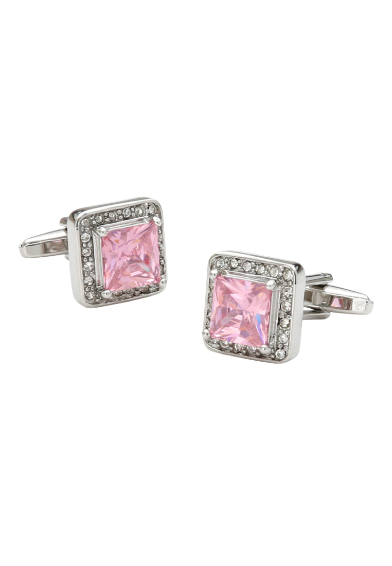 Men's Cufflinks Light Luxury French Temperament Inlaid Pink Crystal Square Shirt Cuff Nail Accessories