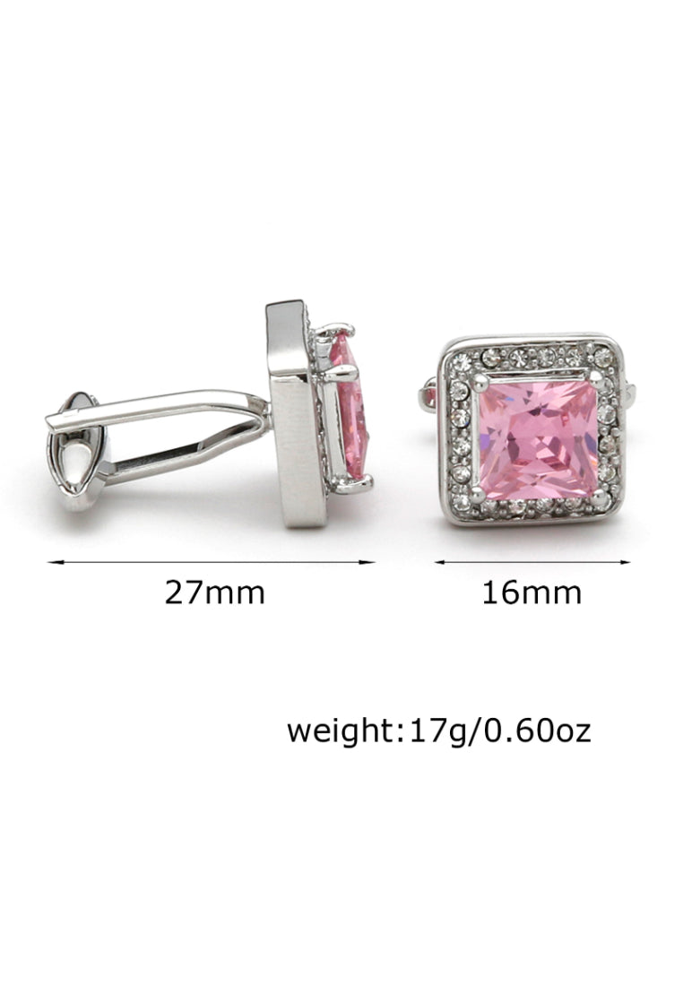 Men's Cufflinks Light Luxury French Temperament Inlaid Pink Crystal Square Shirt Cuff Nail Accessories