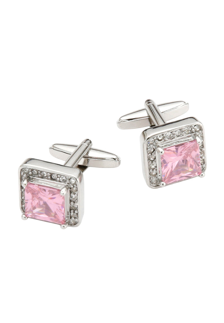 Men's Cufflinks Light Luxury French Temperament Inlaid Pink Crystal Square Shirt Cuff Nail Accessories
