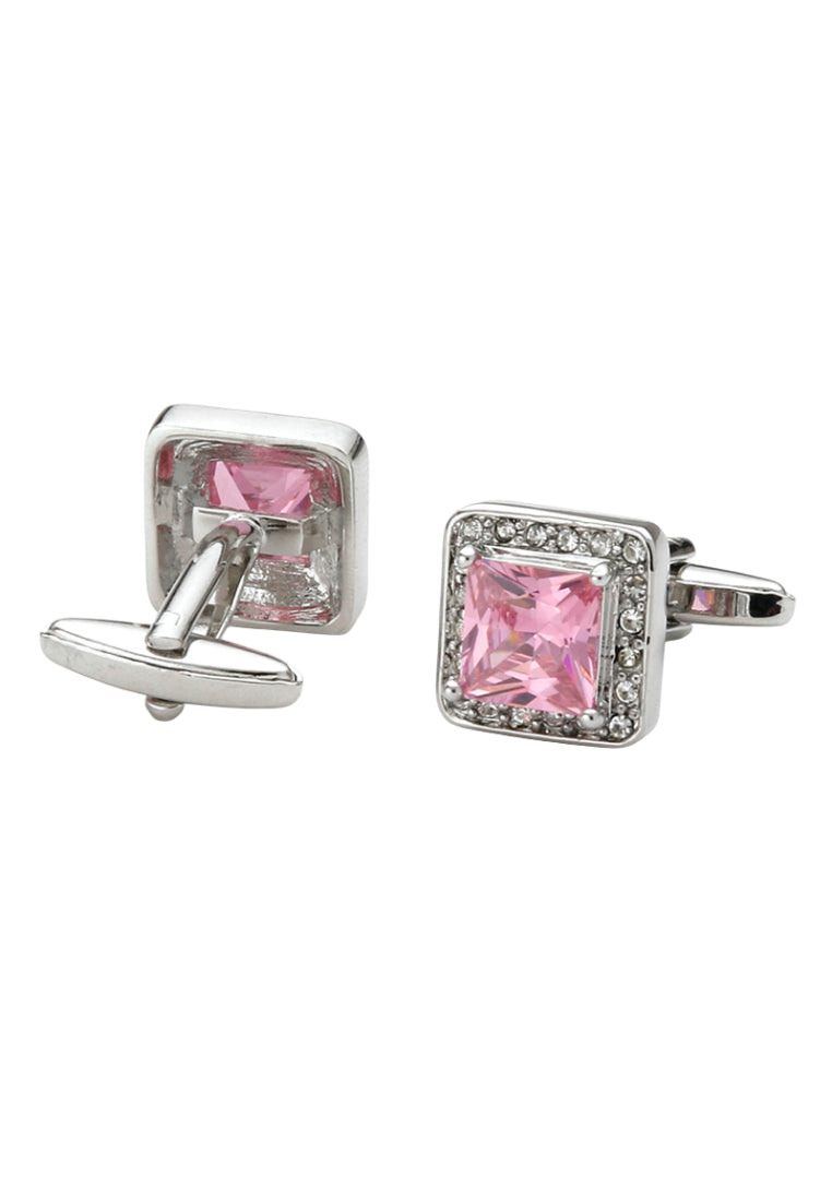 Men's Cufflinks Light Luxury French Temperament Inlaid Pink Crystal Square Shirt Cuff Nail Accessories