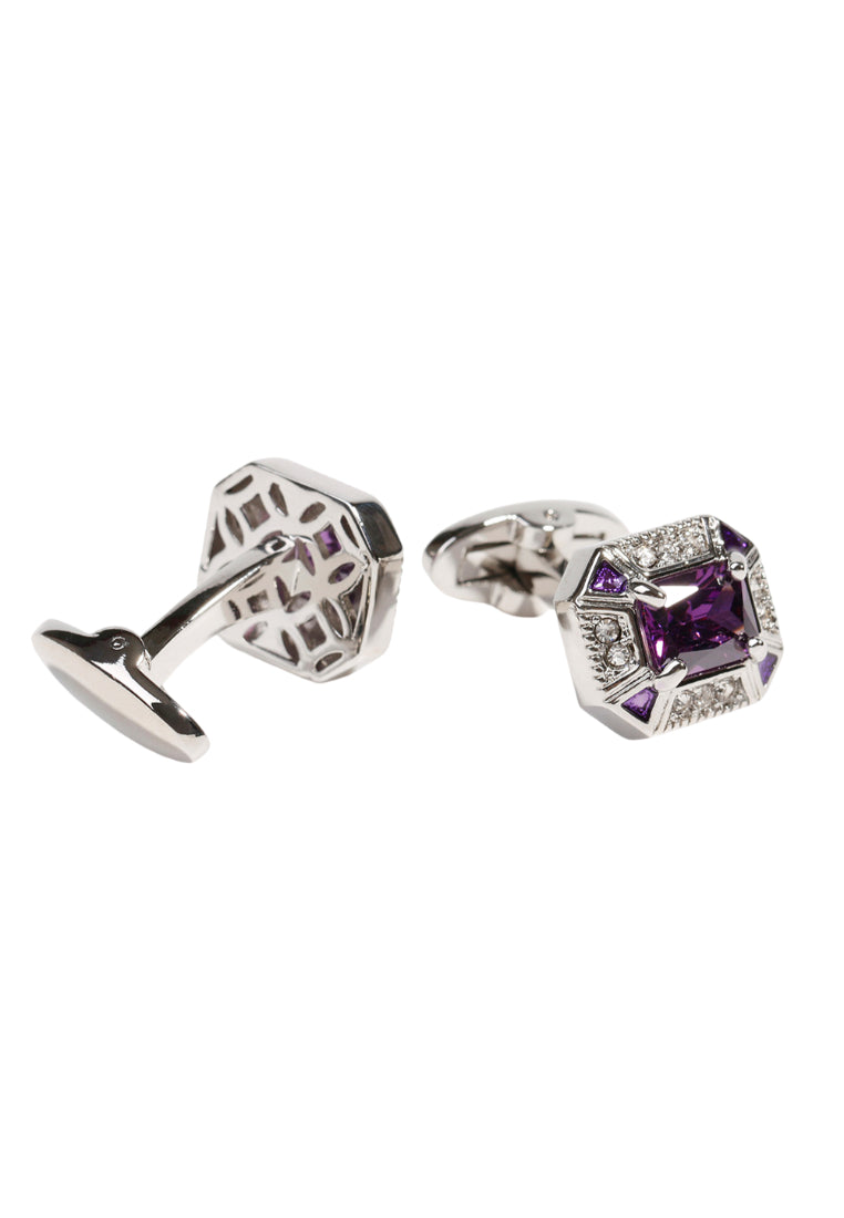 Men's Cufflinks High Quality Light Luxury Retro Inlaid Zircon Rhinestone Square Silver Shirt Jewelry