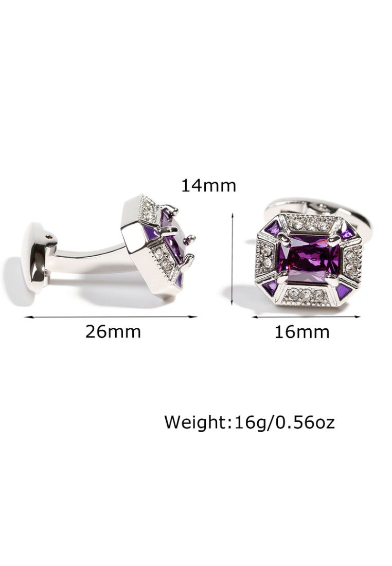 Men's Cufflinks High Quality Light Luxury Retro Inlaid Zircon Rhinestone Square Silver Shirt Jewelry