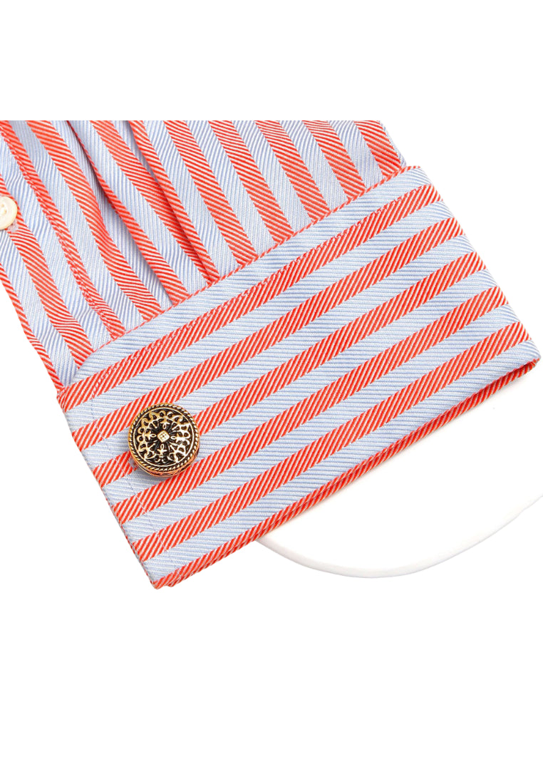 Pair Of Retro French Art Pattern Round Gold Men's Cufflinks