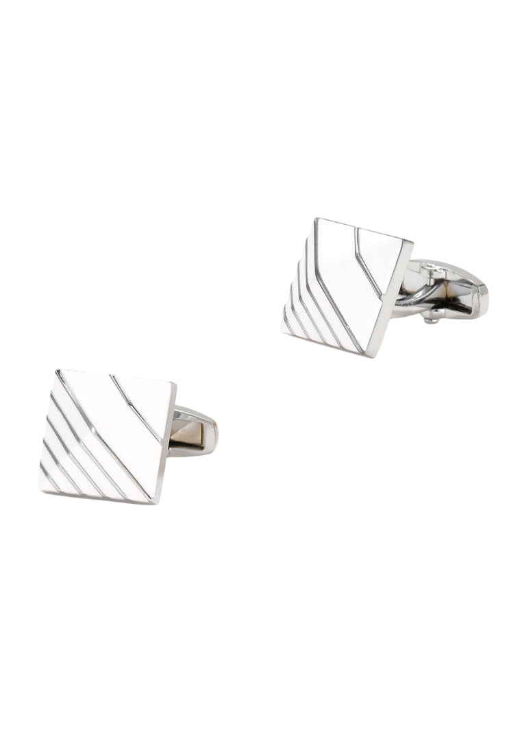 Men's Cufflinks French Square Silver Inlaid Shirt Button Pair Jewelry