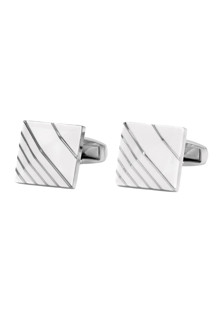 Men's Cufflinks French Square Silver Inlaid Shirt Button Pair Jewelry