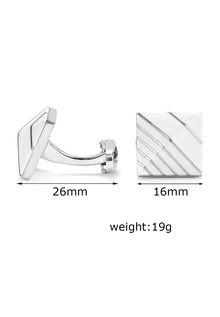 Men's Cufflinks French Square Silver Inlaid Shirt Button Pair Jewelry