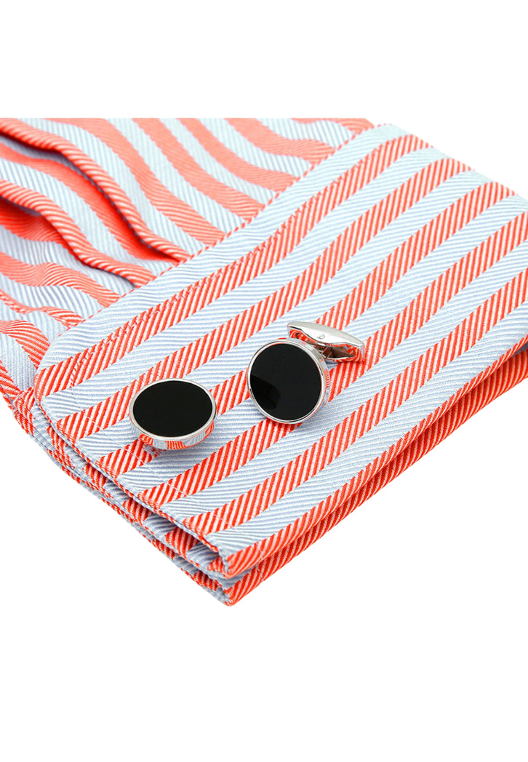 Men's Cufflinks Simple Classic Round Silver Shirt Button Jewelry Pair