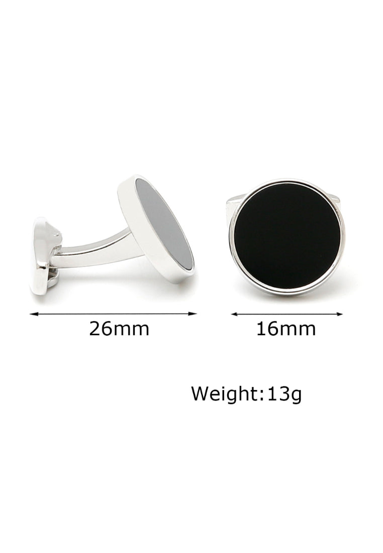 Men's Cufflinks Simple Classic Round Silver Shirt Button Jewelry Pair