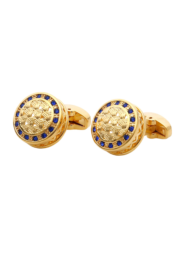 Men's Cufflinks High Quality Light Luxury Inlaid Blue Crystal French Round Gold Cuff Nail
