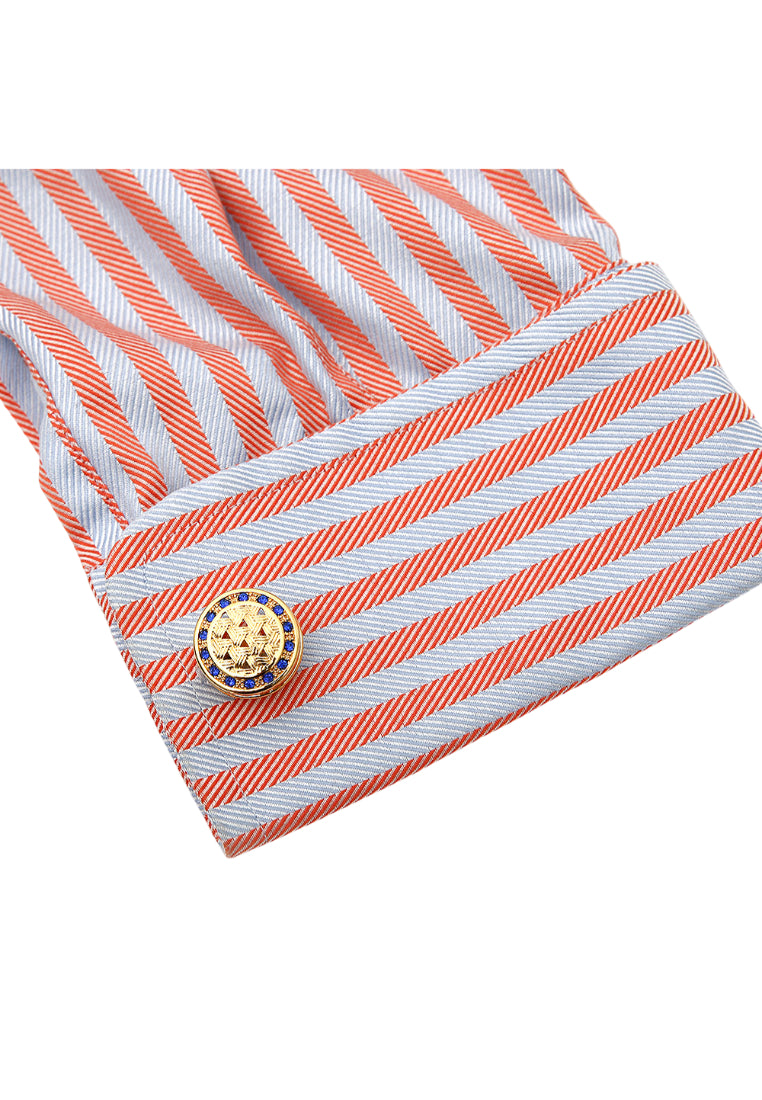 Men's Cufflinks High Quality Light Luxury Inlaid Blue Crystal French Round Gold Cuff Nail