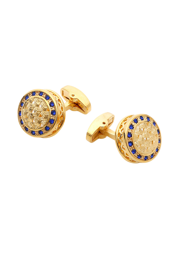 Men's Cufflinks High Quality Light Luxury Inlaid Blue Crystal French Round Gold Cuff Nail