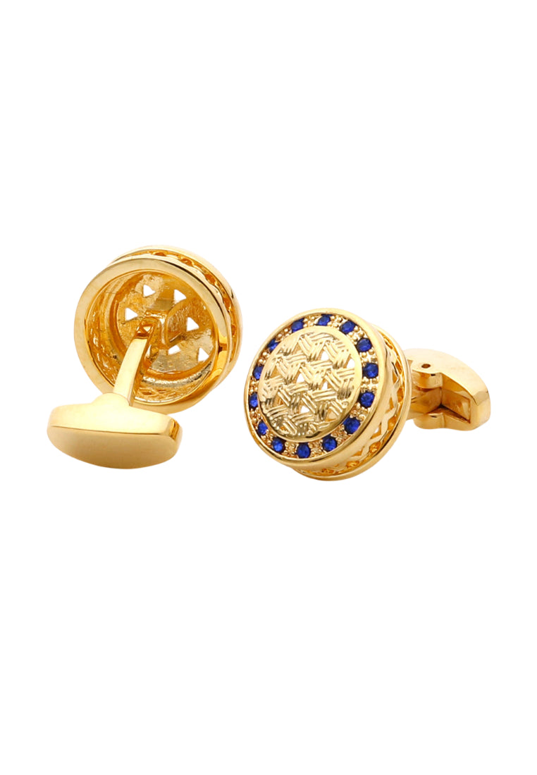 Men's Cufflinks High Quality Light Luxury Inlaid Blue Crystal French Round Gold Cuff Nail