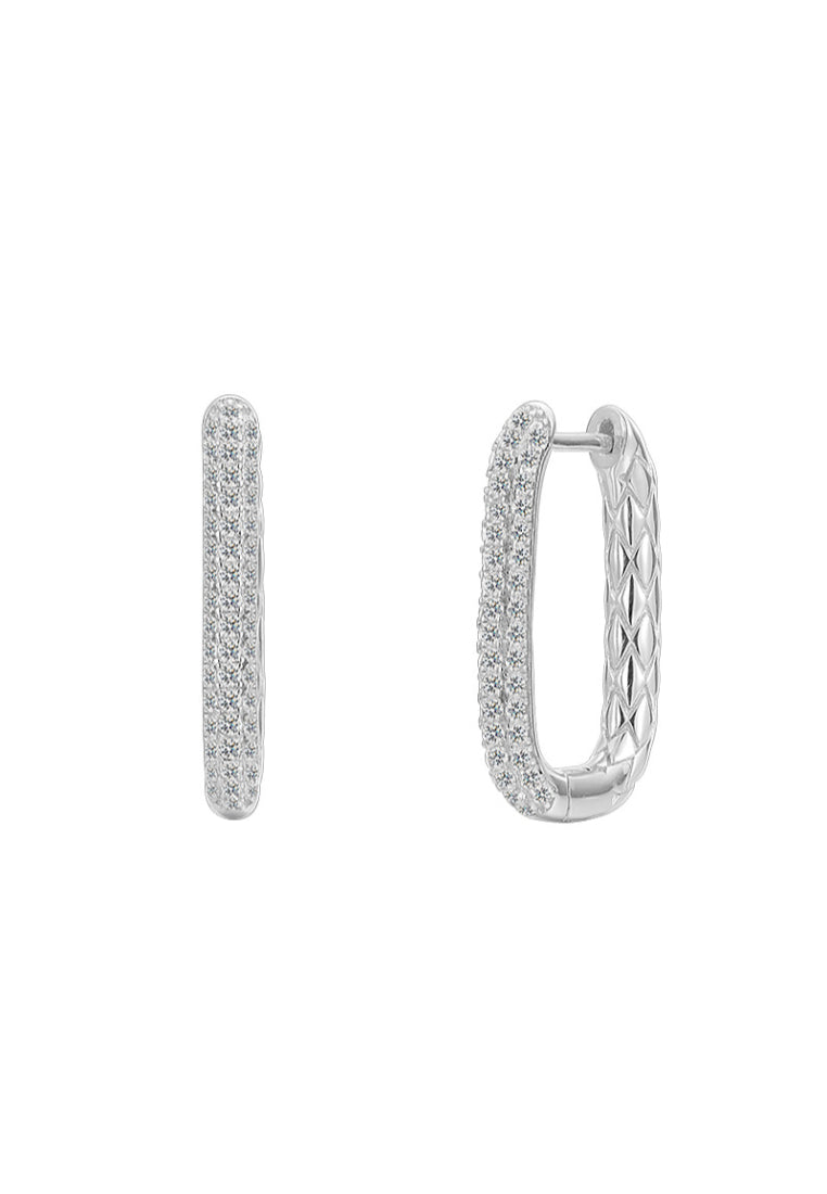 Hollow Grid Silver Earrings