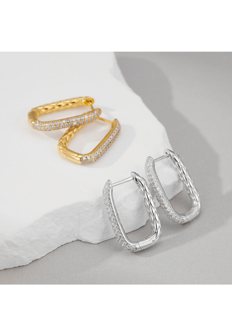 Hollow Grid Silver Earrings