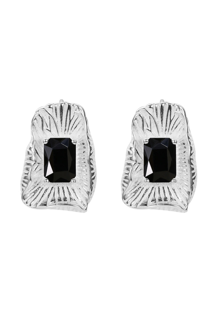 Rectangle Brushed Silver Earrings