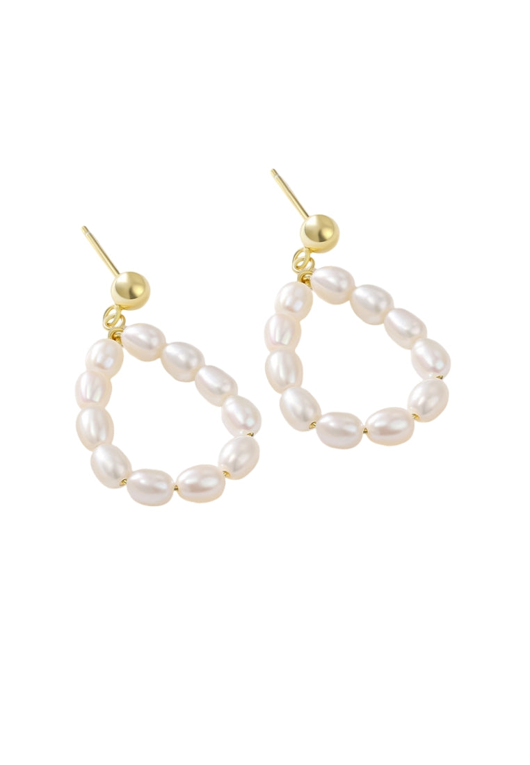 S925 Silver Baroque Rice Shaped Pearl Stud Earrings, Trendy and Unique Jewelry