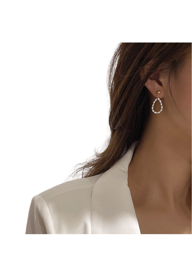 S925 Silver Baroque Rice Shaped Pearl Stud Earrings, Trendy and Unique Jewelry