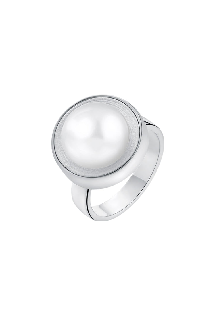 S925 Silver Geometric Pearl Ring