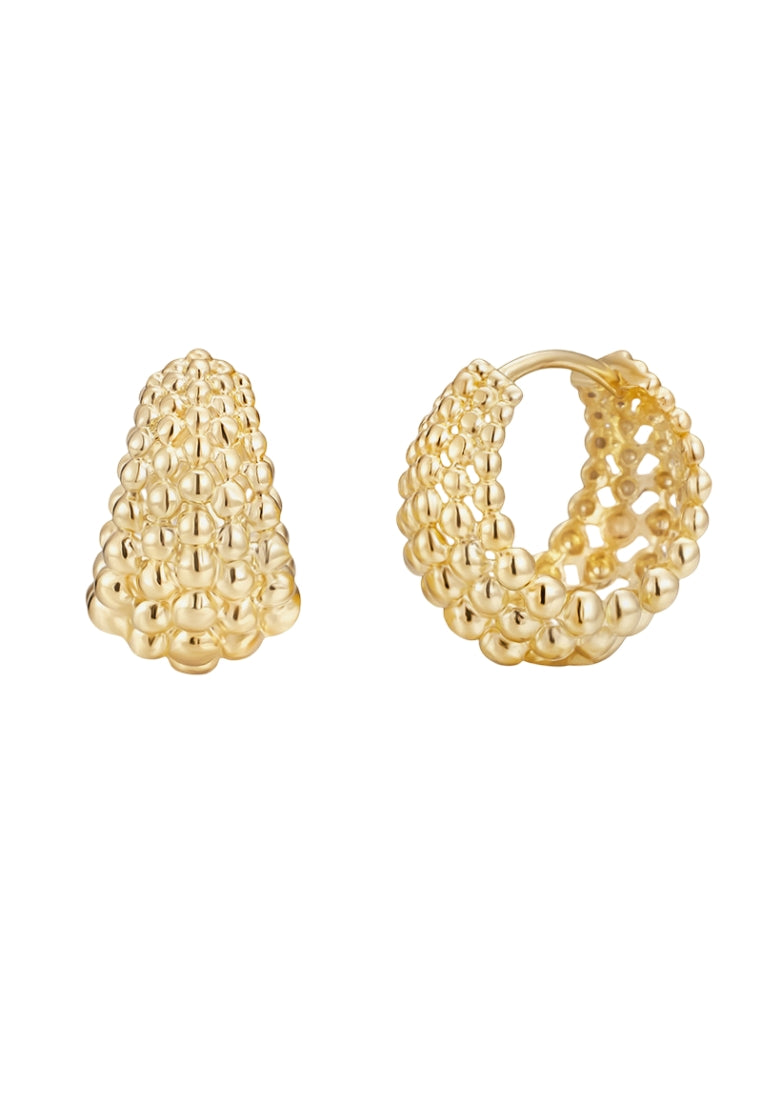 S925 silver French Cshaped round bead earrings